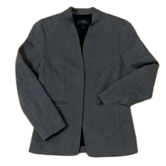 J. Crew Going Out Blazer 0 Tailored Gray Open Front Notch Collar Minimalist - Picture 1 of 10